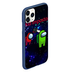 Чехол iPhone 11 Pro матовый Among us Impostor, цвет: 3D-тёмно-синий — фото 2