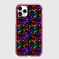 Чехол iPhone 11 Pro матовый Разноцветное Сияние, цвет: 3D-малиновый