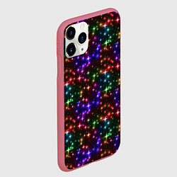 Чехол iPhone 11 Pro матовый Разноцветное Сияние, цвет: 3D-малиновый — фото 2