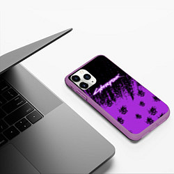 Чехол iPhone 11 Pro матовый Cyberpunk neon, цвет: 3D-фиолетовый — фото 2