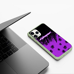 Чехол iPhone 11 Pro матовый Cyberpunk neon, цвет: 3D-салатовый — фото 2