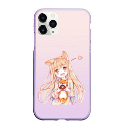 Чехол iPhone 11 Pro матовый Малышка чиби пончик лис, цвет: 3D-светло-сиреневый