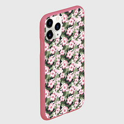 Чехол iPhone 11 Pro матовый Камуфляж из цветов, цвет: 3D-малиновый — фото 2