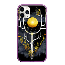 Чехол iPhone 11 Pro матовый Графит и золото: дерево жизни, цвет: 3D-фиолетовый
