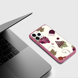 Чехол iPhone 11 Pro матовый Виноград и винишко, цвет: 3D-малиновый — фото 2