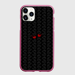 Чехол iPhone 11 Pro матовый Уточки паттерн текстура 18, цвет: 3D-малиновый