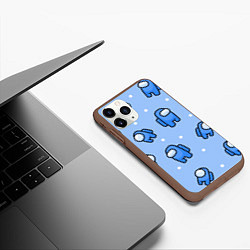 Чехол iPhone 11 Pro матовый Among Us - Синий цвет, цвет: 3D-коричневый — фото 2