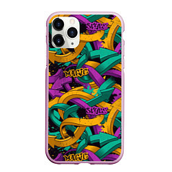 Чехол iPhone 11 Pro матовый Граффити, цвет: 3D-розовый