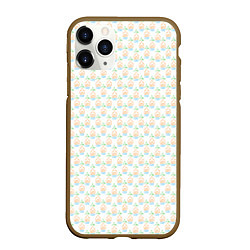 Чехол iPhone 11 Pro матовый Четыре элемента паттерн текстура, цвет: 3D-коричневый