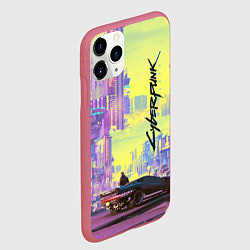 Чехол iPhone 11 Pro матовый Cyberpunk 2077, цвет: 3D-малиновый — фото 2