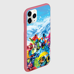 Чехол iPhone 11 Pro матовый Палитра сноуборд, цвет: 3D-малиновый — фото 2