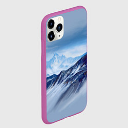Чехол iPhone 11 Pro матовый Серо-голубые горы, цвет: 3D-фиолетовый — фото 2