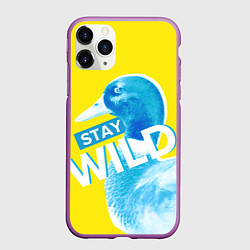 Чехол iPhone 11 Pro матовый Оставайся диким - селезень, цвет: 3D-фиолетовый
