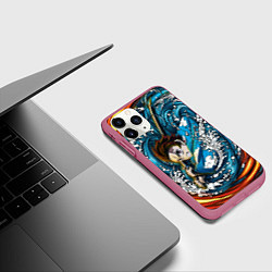 Чехол iPhone 11 Pro матовый Танджиро Камадо Клинок демонов, цвет: 3D-малиновый — фото 2