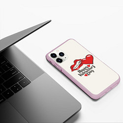 Чехол iPhone 11 Pro матовый Happy Valentines Day, цвет: 3D-розовый — фото 2