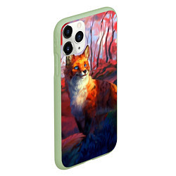 Чехол iPhone 11 Pro матовый Рыжая лиса, цвет: 3D-салатовый — фото 2
