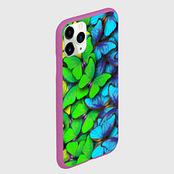 Чехол iPhone 11 Pro матовый Радужные бабочки, цвет: 3D-фиолетовый — фото 2