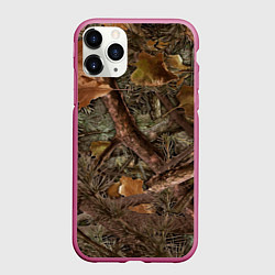 Чехол iPhone 11 Pro матовый Охотничий камуфляж, цвет: 3D-малиновый