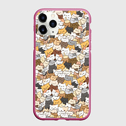 Чехол iPhone 11 Pro матовый Котики муркотики, цвет: 3D-малиновый