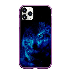 Чехол iPhone 11 Pro матовый Волк Вселенная, цвет: 3D-фиолетовый