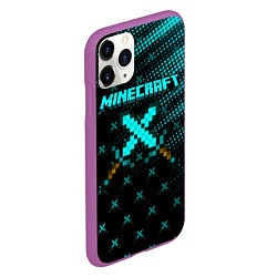 Чехол iPhone 11 Pro матовый Minecraft, цвет: 3D-фиолетовый — фото 2