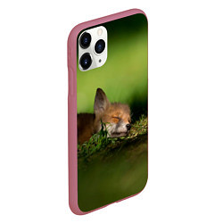 Чехол iPhone 11 Pro матовый Сонный лисенок, цвет: 3D-малиновый — фото 2