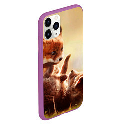 Чехол iPhone 11 Pro матовый Лисята играют, цвет: 3D-фиолетовый — фото 2