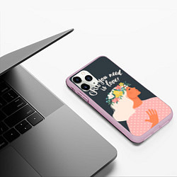 Чехол iPhone 11 Pro матовый All you need is love, цвет: 3D-розовый — фото 2