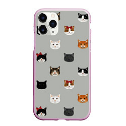 Чехол iPhone 11 Pro матовый Кошечки, цвет: 3D-розовый