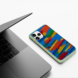 Чехол iPhone 11 Pro матовый Разноцветная абстракция, цвет: 3D-салатовый — фото 2