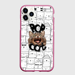 Чехол iPhone 11 Pro матовый Pop Cat, цвет: 3D-малиновый
