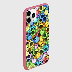 Чехол iPhone 11 Pro матовый Цветные Поп Котики, цвет: 3D-малиновый — фото 2