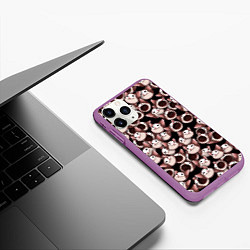 Чехол iPhone 11 Pro матовый Popping cats, цвет: 3D-фиолетовый — фото 2