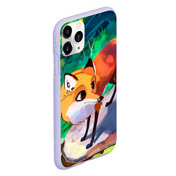 Чехол iPhone 11 Pro матовый Лисичка, цвет: 3D-светло-сиреневый — фото 2