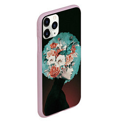 Чехол iPhone 11 Pro матовый Girl in flowers, цвет: 3D-розовый — фото 2