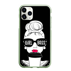 Чехол iPhone 11 Pro матовый Girl Boss, цвет: 3D-салатовый