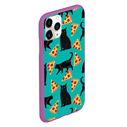 Чехол iPhone 11 Pro матовый Котики и Пиццы, цвет: 3D-фиолетовый — фото 2