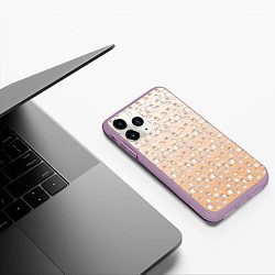 Чехол iPhone 11 Pro матовый Много котиков узор, цвет: 3D-сиреневый — фото 2
