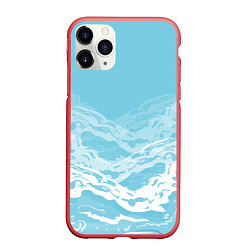 Чехол iPhone 11 Pro матовый Волны, цвет: 3D-красный
