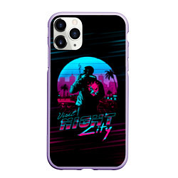 Чехол iPhone 11 Pro матовый Cyberpunk 2077 NIGHT CITY, цвет: 3D-светло-сиреневый