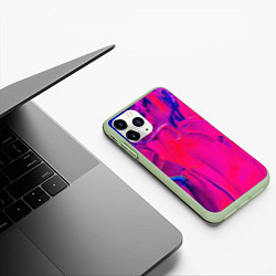 Чехол iPhone 11 Pro матовый Фон Pink and blue, цвет: 3D-салатовый — фото 2