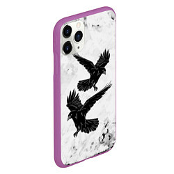 Чехол iPhone 11 Pro матовый Gothic crows, цвет: 3D-фиолетовый — фото 2