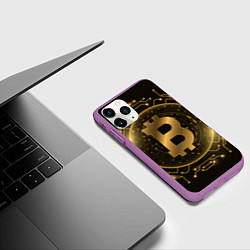Чехол iPhone 11 Pro матовый ЗОЛОТОЙ БИТКОИН, цвет: 3D-фиолетовый — фото 2