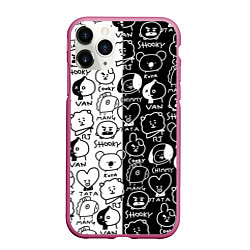 Чехол iPhone 11 Pro матовый BTS BT21, цвет: 3D-малиновый