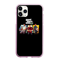 Чехол iPhone 11 Pro матовый Grand Theft Auto V персонажи