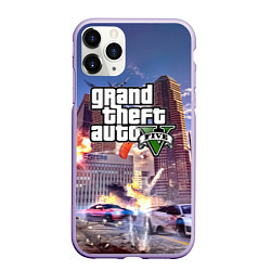 Чехол iPhone 11 Pro матовый ЭКШЕН Grand Theft Auto V, цвет: 3D-светло-сиреневый