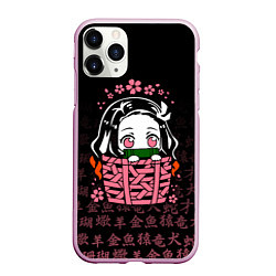 Чехол iPhone 11 Pro матовый NEZUKO НЕЗУКО ИЕРОГЛИФЫ DEMON SLAYER