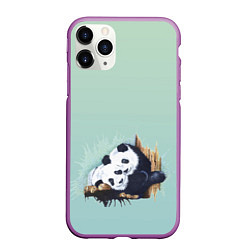 Чехол iPhone 11 Pro матовый Акварельные панды, цвет: 3D-фиолетовый