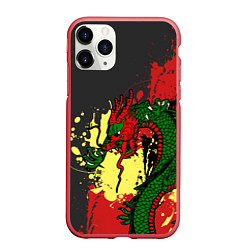 Чехол iPhone 11 Pro матовый Chinese dragon, цвет: 3D-красный