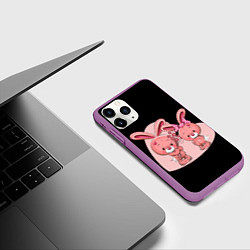 Чехол iPhone 11 Pro матовый ЗАЙЧИКИ, цвет: 3D-фиолетовый — фото 2
